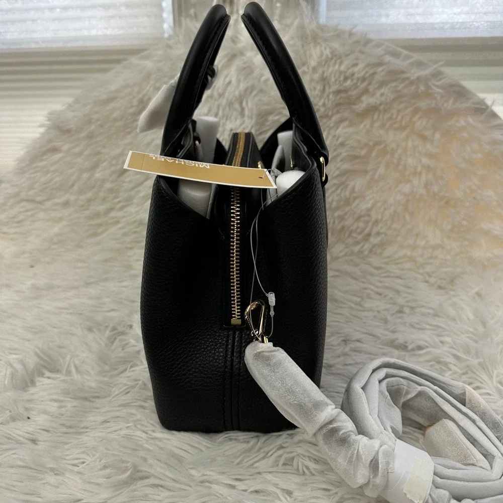 Michael‎ Kors Camille Black Small Pebbled Leather Satchel Crossbody New